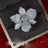 Flower Shape Gemstone Ring in S925 Sterling Silver