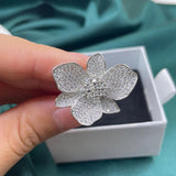 Flower Shape Gemstone Ring in S925 Sterling Silver