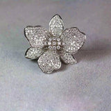 Flower Shape Gemstone Ring in S925 Sterling Silver