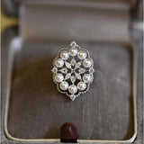 Vintage Silver Pearl Ring for Women