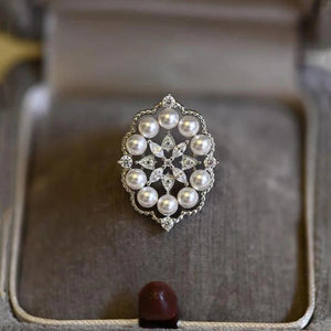 Vintage Silver Pearl Ring for Women