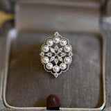 Vintage Silver Pearl Ring for Women