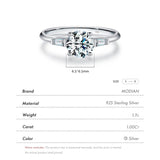 1.0CT D Lab Diamond Round Moissanite Ring Sterling Silver Wedding Band