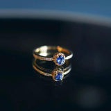 Silver Inlaid Cornflower Gemstone Ring, Wedding Jewelry