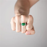 925 Sterling Silver Men's Retro Agate Ring Ethnic Style Male Jewelry