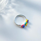 Spanish Bear Jewelry Silver Ring with Pink Quartz Gemstone