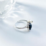 Spanish Bear Jewelry Silver Ring with Pink Quartz Gemstone