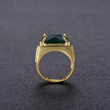 Men's 14k Open Green Diamond Ring Ethnic Retro Style Square Emerald Ring
