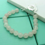 925 Silver Freshwater Pearl Agate Bracelet Christmas Gift