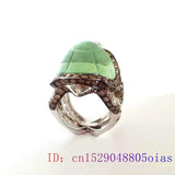 Green Jadeite Turtle Rings for Women Charm Vintage Jewelry