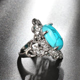 Geometric Line Cross Turquoise Wedding Ring Larimar Vintage Jewelry 925 Silver