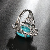 Geometric Line Cross Turquoise Wedding Ring Larimar Vintage Jewelry 925 Silver