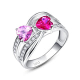 925 Silver Heart Ring Sapphire Emerald CZ Engagement Wedding Band