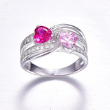 925 Silver Heart Ring Sapphire Emerald CZ Engagement Wedding Band