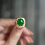 Vintage Natural Jade Green Rings for Women Wedding Jewelry