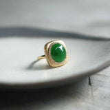 Vintage Natural Jade Green Rings for Women Wedding Jewelry