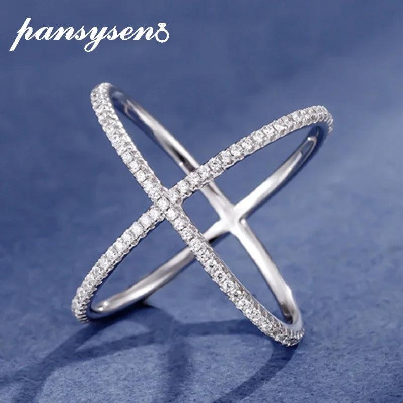 925 Silver Cross Diamond Gemstone Ring For Women
