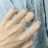 925 Silver Cross Diamond Gemstone Ring For Women