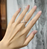925 Silver Cross Diamond Gemstone Ring For Women