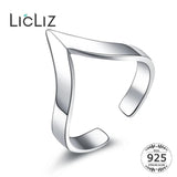 925 Silver Adjustable Open V Shape Ring Geometric Jewelry LR0313