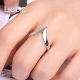 925 Silver Adjustable Open V Shape Ring Geometric Jewelry LR0313