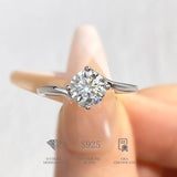 1CT Moissanite Solitaire Diamond Ring 925 Silver Wedding Jewelry