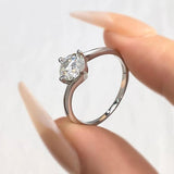 1CT Moissanite Solitaire Diamond Ring 925 Silver Wedding Jewelry