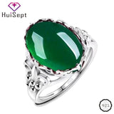 925 Silver Open Ring with Oval Emerald Gemstones for Wedding Party