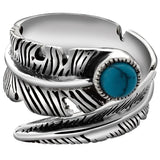 Vintage Turquoise Wing Silver Ring - RR832