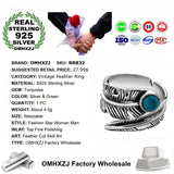 Vintage Turquoise Wing Silver Ring - RR832