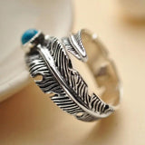 Vintage Turquoise Wing Silver Ring - RR832