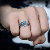 Vintage Turquoise Wing Silver Ring - RR832