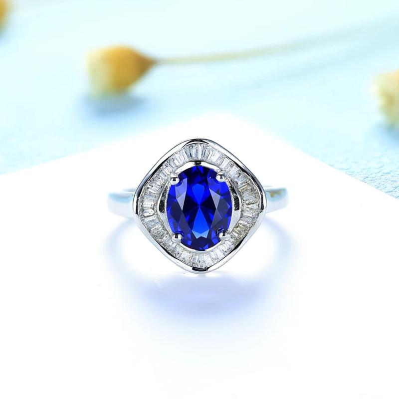 Sapphire Gemstone Ring 925 Silver Fine Jewelry Wedding Engagement