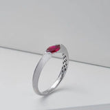 Horse Eye Red Gemstone Ring for Women Silver Engagement Jewelry