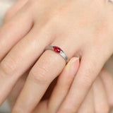 Horse Eye Red Gemstone Ring for Women Silver Engagement Jewelry