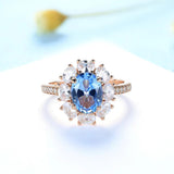 Sapphire Oval 7*9mm Gemstone Rings for Women Solid 925 Sterling Silver