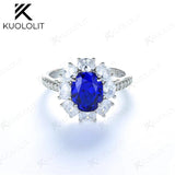 Sapphire Oval 7*9mm Gemstone Rings for Women Solid 925 Sterling Silver