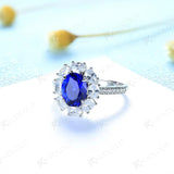Sapphire Oval 7*9mm Gemstone Rings for Women Solid 925 Sterling Silver