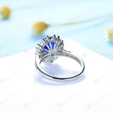 Sapphire Oval 7*9mm Gemstone Rings for Women Solid 925 Sterling Silver