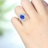 Sapphire Oval 7*9mm Gemstone Rings for Women Solid 925 Sterling Silver