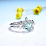 6mm Created Emerald Ring Set 925 Sterling Silver Wedding Engagement