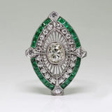 Emerald Copper Setting Green Diamonds Engagement Ring Square Gem