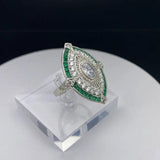 Emerald Copper Setting Green Diamonds Engagement Ring Square Gem