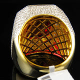 14K Yellow Emerald Men's Ring AAA Zircon Setting