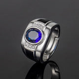 Men's 925 Silver CZ Gemstone Open Finger Ring Wedding Party Gift