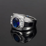 Men's 925 Silver CZ Gemstone Open Finger Ring Wedding Party Gift
