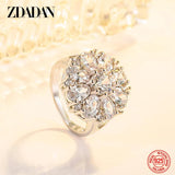 925 Silver Flower Amethyst Ring for Women Party Jewelry Gift