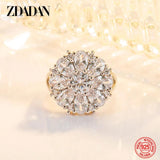 925 Silver Flower Amethyst Ring for Women Party Jewelry Gift