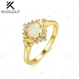 Opal Round 6.0mm Gemstone Ring 925 Silver Fine Jewelry for Wedding