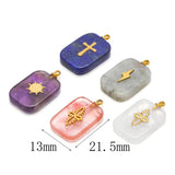 Rectangle Stainless Steel Charms Pendants Gemstone Amethyst Lapis Lazuli Pendant